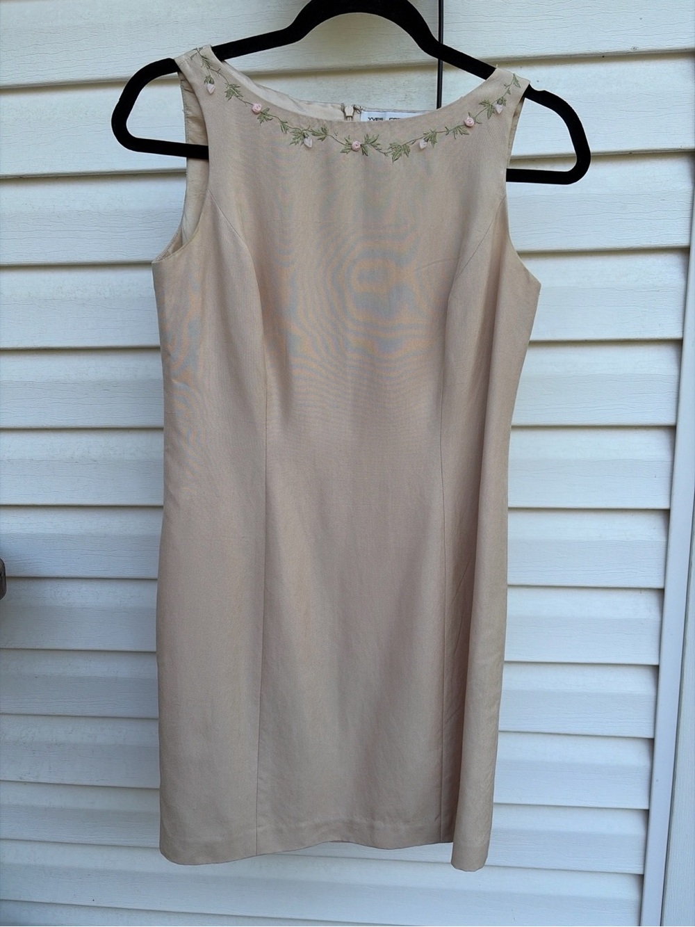 Vintage Yves Cossette Depeche Mode 4P 100% Silk Embroidered Sheath Dress